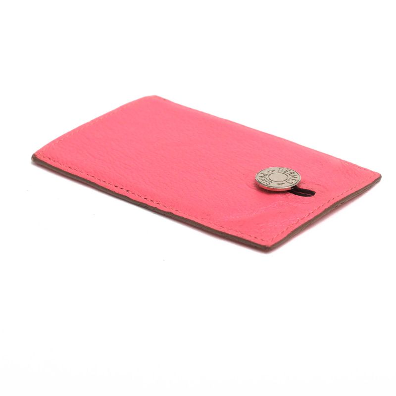 Hermes Card Holder Business Card Holder Women Women's Leather Genuine Pink