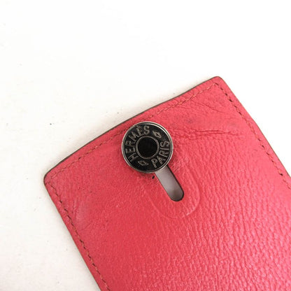 Hermes Card Holder Business Card Holder Women Women's Leather Genuine Pink