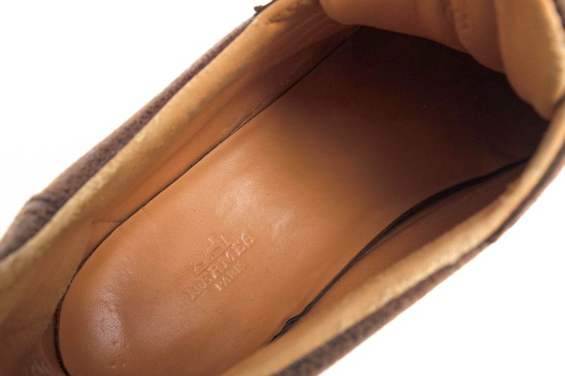 Hermes Shoes Sneakers Shoes Low Cut Men Leather Dark Brown Quicker Sneaker