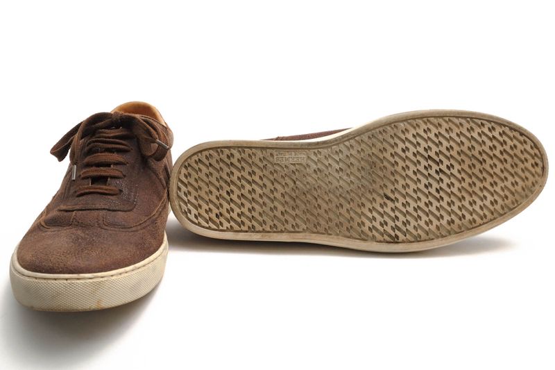 Hermes Shoes Sneakers Shoes Low Cut Men Leather Dark Brown Quicker Sneaker
