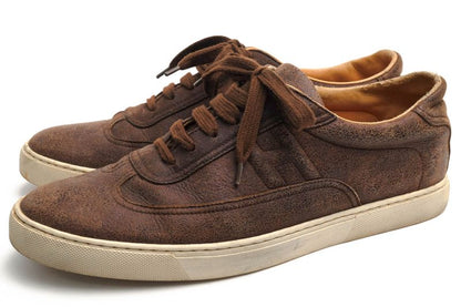 Hermes Shoes Sneakers Shoes Low Cut Men Leather Dark Brown Quicker Sneaker