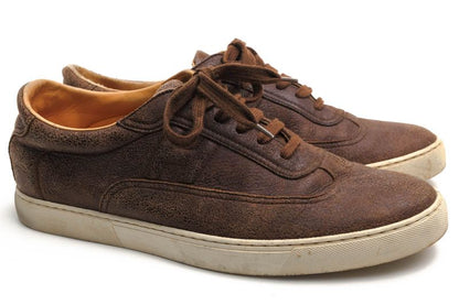 Hermes Shoes Sneakers Shoes Low Cut Men Leather Dark Brown Quicker Sneaker