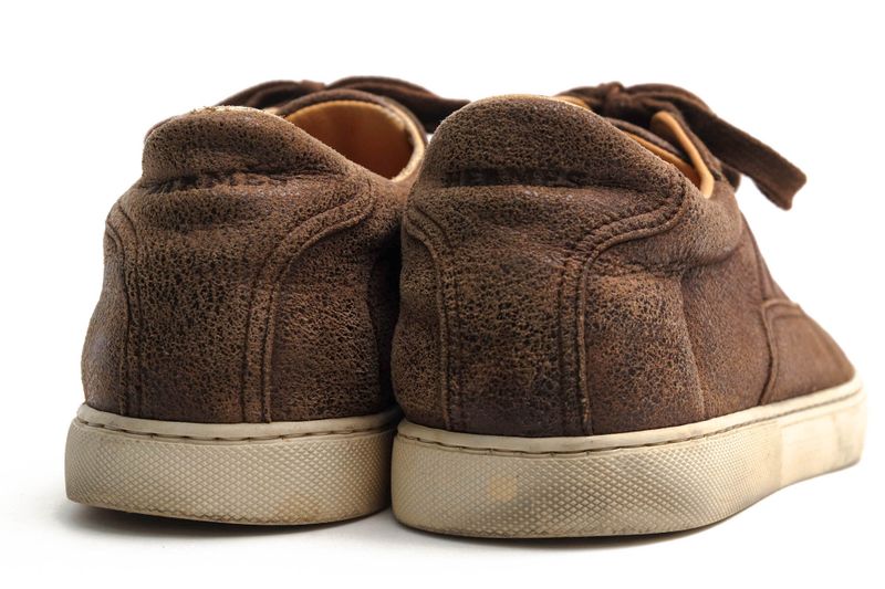 Hermes Shoes Sneakers Shoes Low Cut Men Leather Dark Brown Quicker Sneaker