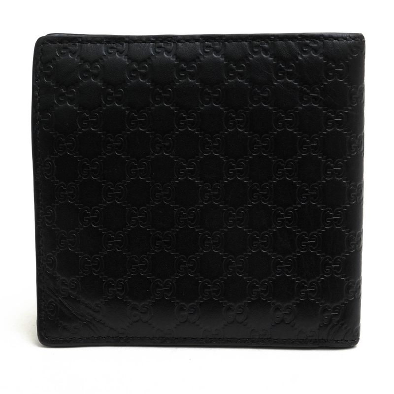 Gucci Wallet Men Leather Genuine Black 150413 534563 Micro Gucci Guccissima with Coin