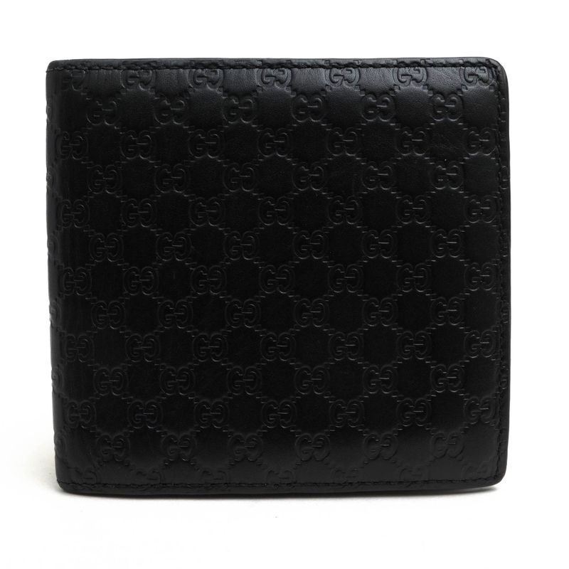Gucci Wallet Men Leather Genuine Black 150413 534563 Micro Gucci Guccissima with Coin