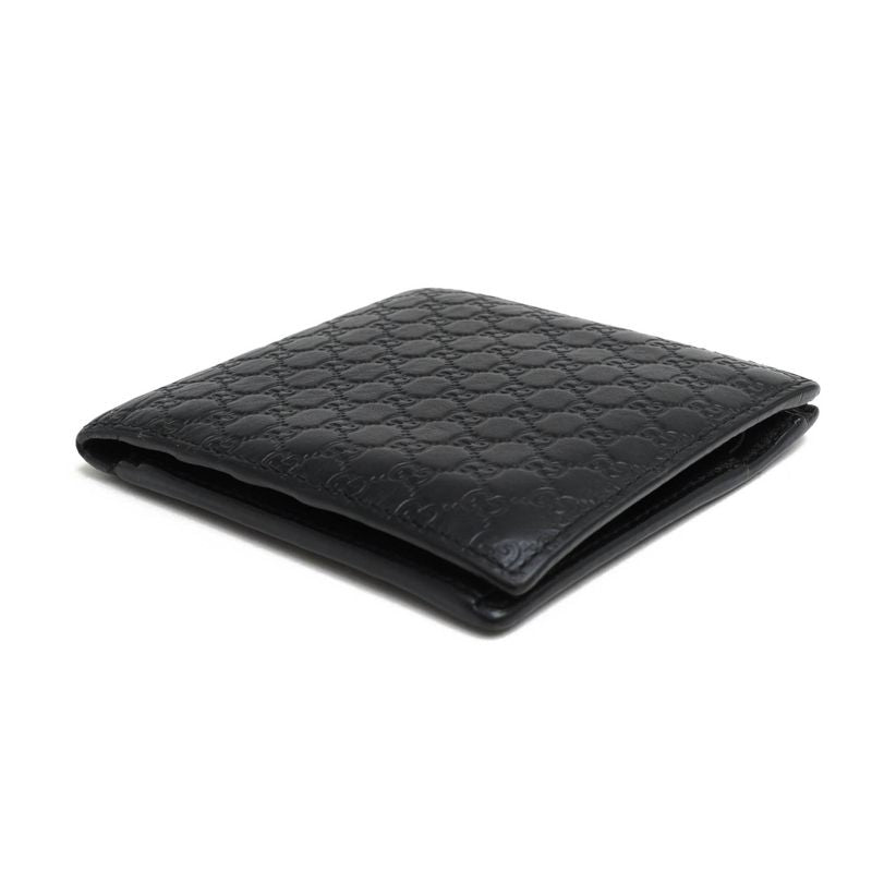 Gucci Wallet Men Leather Genuine Black 150413 534563 Micro Gucci Guccissima with Coin