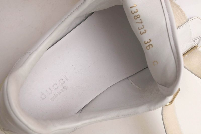 Gucci Shoes Sneakers Shoes Low Cut Ladies Women Leather Genuine White 138733