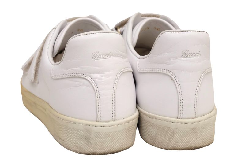 Gucci Shoes Sneakers Shoes Low Cut Ladies Women Leather Genuine White 138733