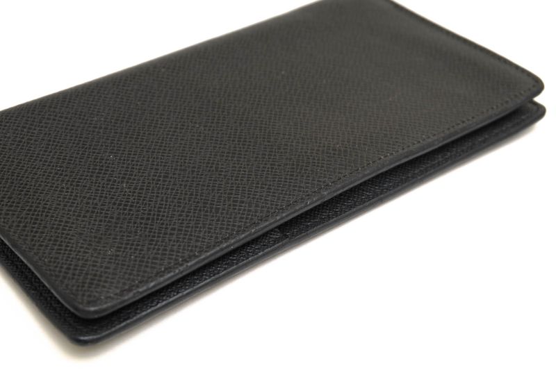 Louis Vuitton Long Wallet Men Leather Genuine Black M30394 Taiga Porte Barreur