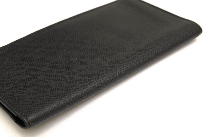 Louis Vuitton Long Wallet Men Leather Genuine Black M30394 Taiga Porte Barreur