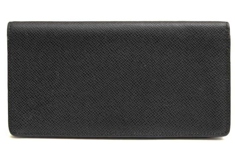 Louis Vuitton Long Wallet Men Leather Genuine Black M30394 Taiga Porte Barreur