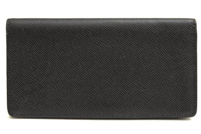 Louis Vuitton Long Wallet Men Leather Genuine Black M30394 Taiga Porte Barreur