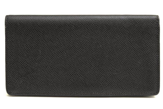 Louis Vuitton Long Wallet Men Leather Genuine Black M30394 Taiga Porte Barreur