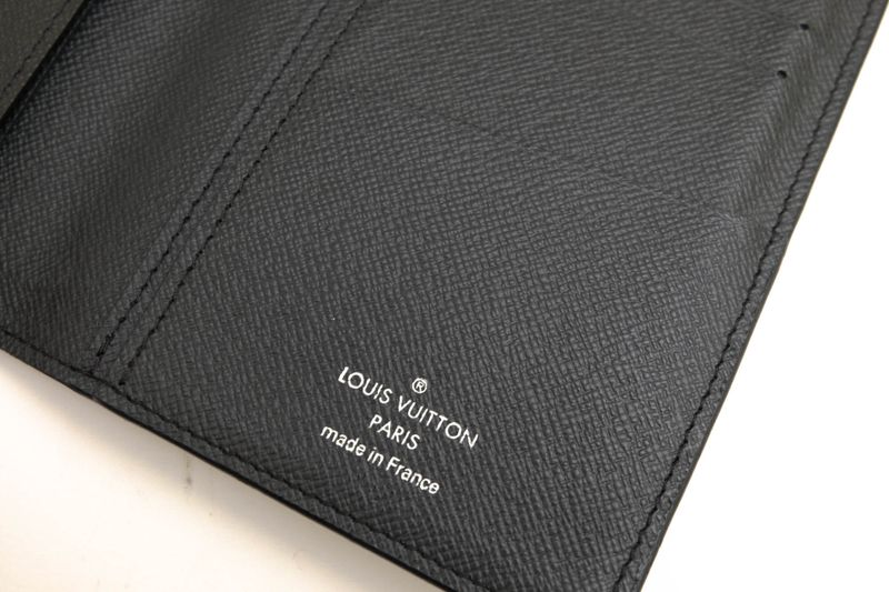 Louis Vuitton Long Wallet Men Leather Genuine Black M30394 Taiga Porte Barreur