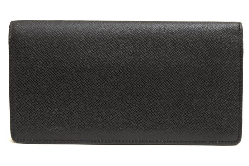 Louis Vuitton Long Wallet Men Leather Genuine Black M30394 Taiga Porte Barreur