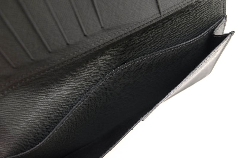 Louis Vuitton Long Wallet Men Leather Genuine Black M30394 Taiga Porte Barreur