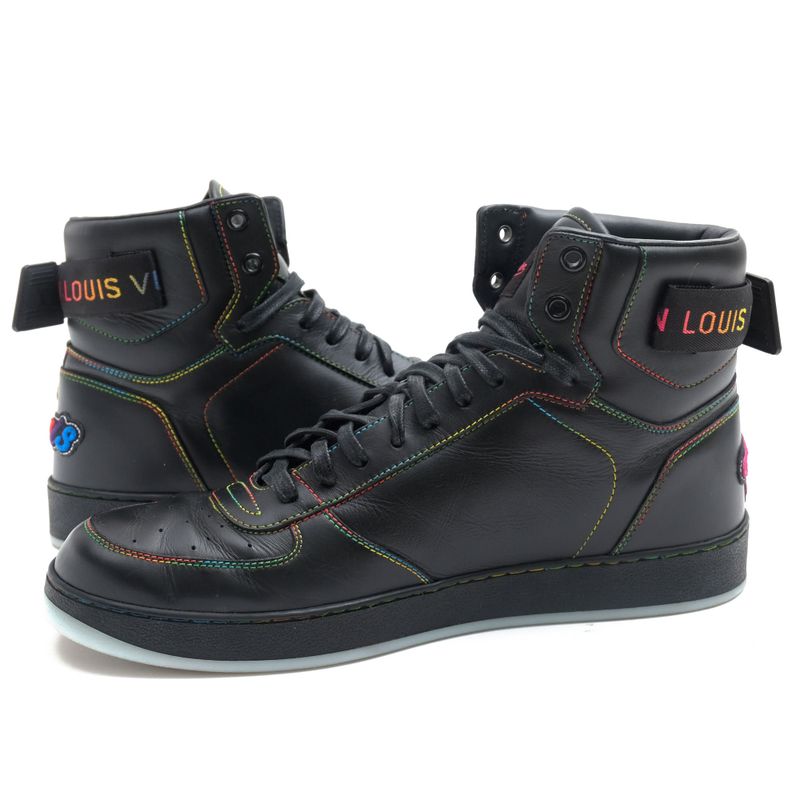 Louis Vuitton Shoes Sneakers Shoes High Cut Men Leather Genuine Black Rivoli