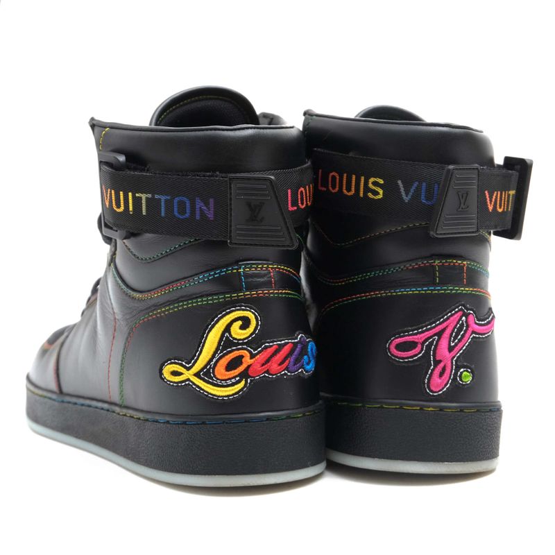 Louis Vuitton Shoes Sneakers Shoes High Cut Men Leather Genuine Black Rivoli