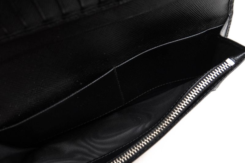 Prada Long Wallet Men Leather Genuine Black 2mv836 Portafverticgrande with Coin