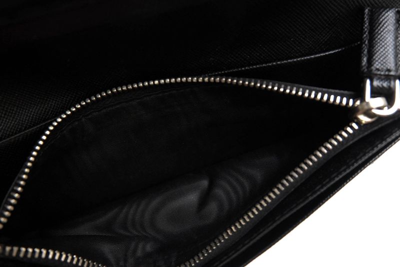 Prada Long Wallet Men Leather Genuine Black 2mv836 Portafverticgrande with Coin