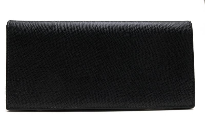 Prada Long Wallet Men Leather Genuine Black 2mv836 Portafverticgrande with Coin