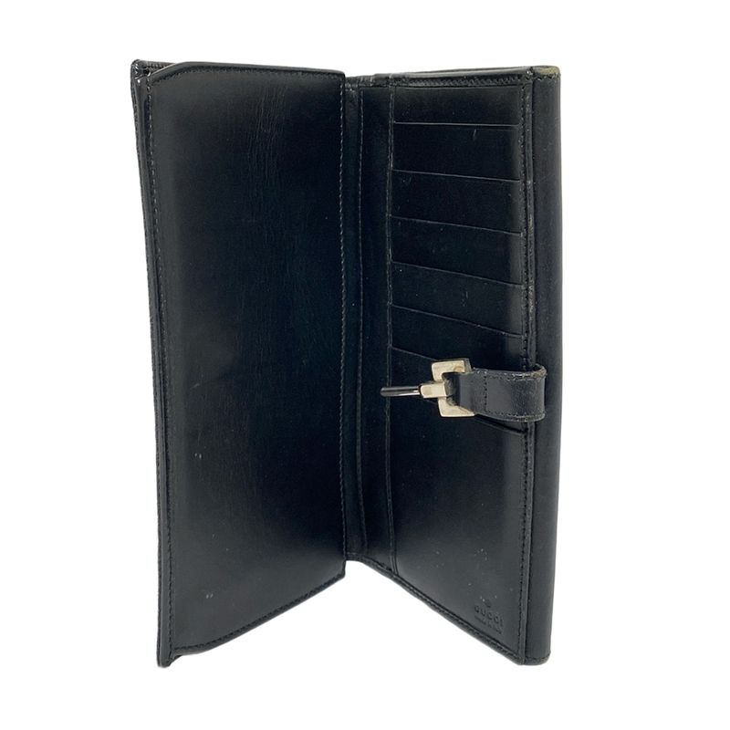 Gucci Long Wallet Jackiegg Pattern Black Leather