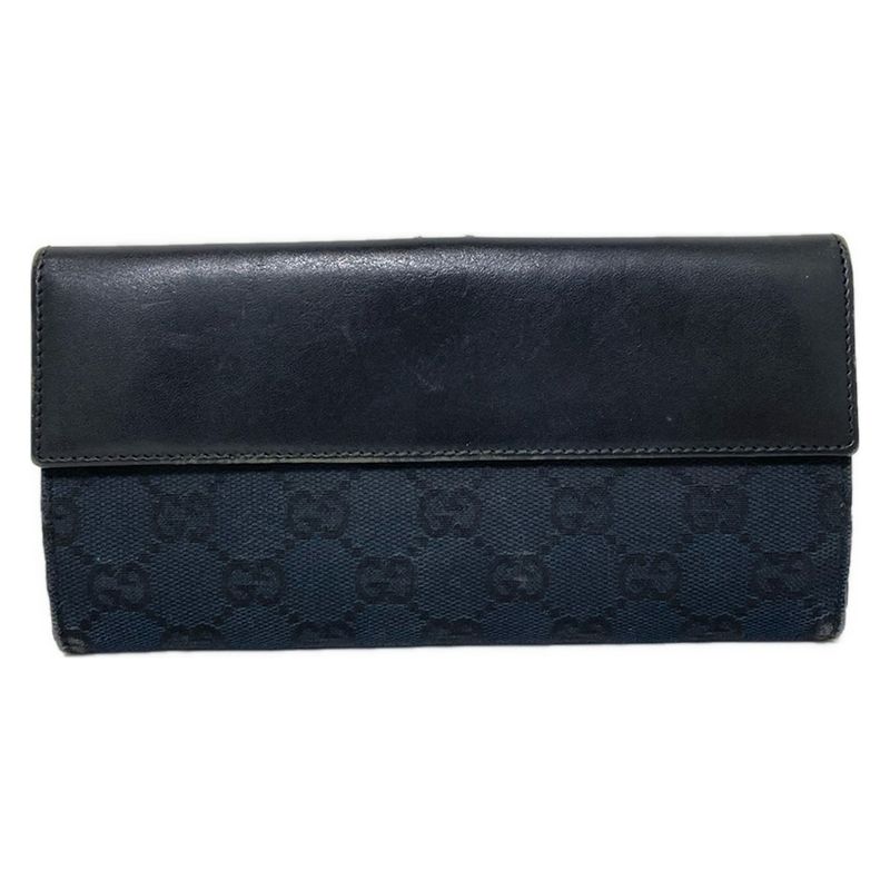 Gucci Long Wallet Jackiegg Pattern Black Leather