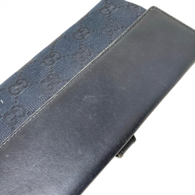 Gucci Long Wallet Jackiegg Pattern Black Leather