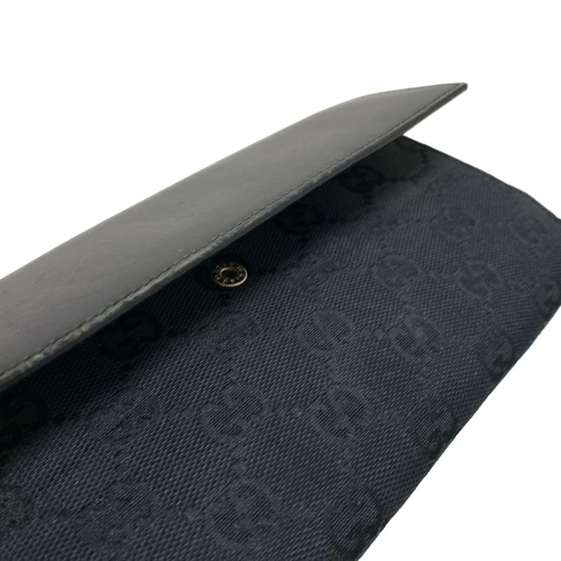 Gucci Long Wallet Jackiegg Pattern Black Leather