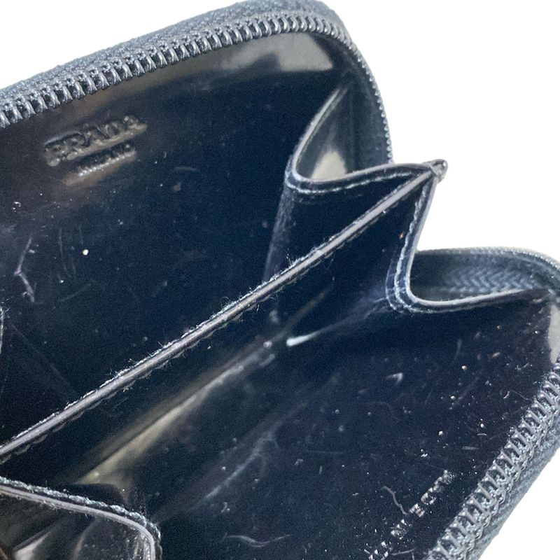 Prada Coin Case - Black Round Zipper Leather