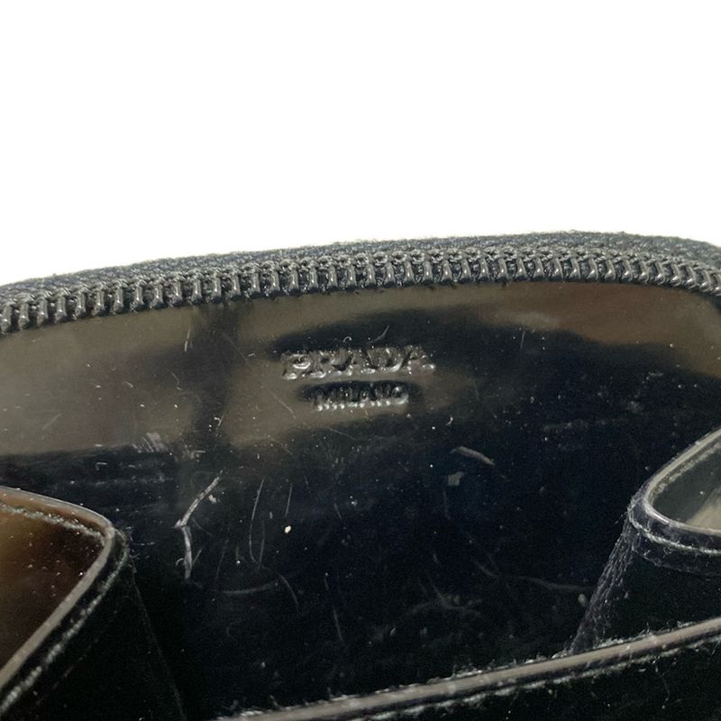 Prada Coin Case - Black Round Zipper Leather