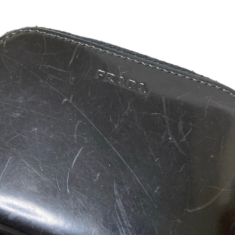 Prada Coin Case - Black Round Zipper Leather