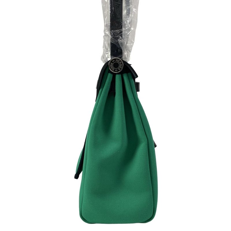 Hermes Handbag Herbag Zip PM Mint X Blue Indigo Black Lacquer/silver Hardware