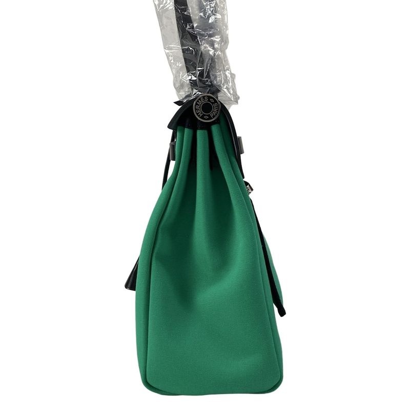 Hermes Handbag Herbag Zip PM Mint X Blue Indigo Black Lacquer/silver Hardware