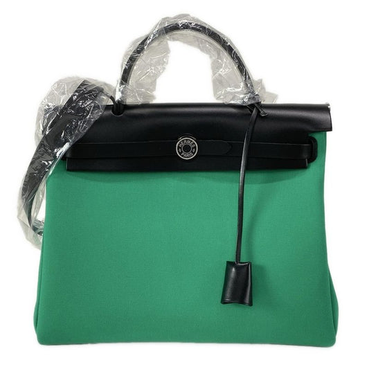 Hermes Handbag Herbag Zip PM Mint X Blue Indigo Black Lacquer/silver Hardware