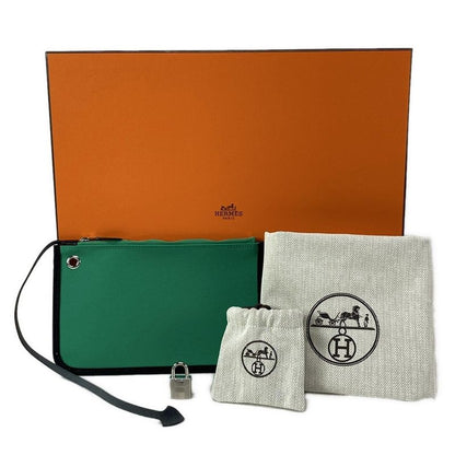 Hermes Handbag Herbag Zip PM Mint X Blue Indigo Black Lacquer/silver Hardware