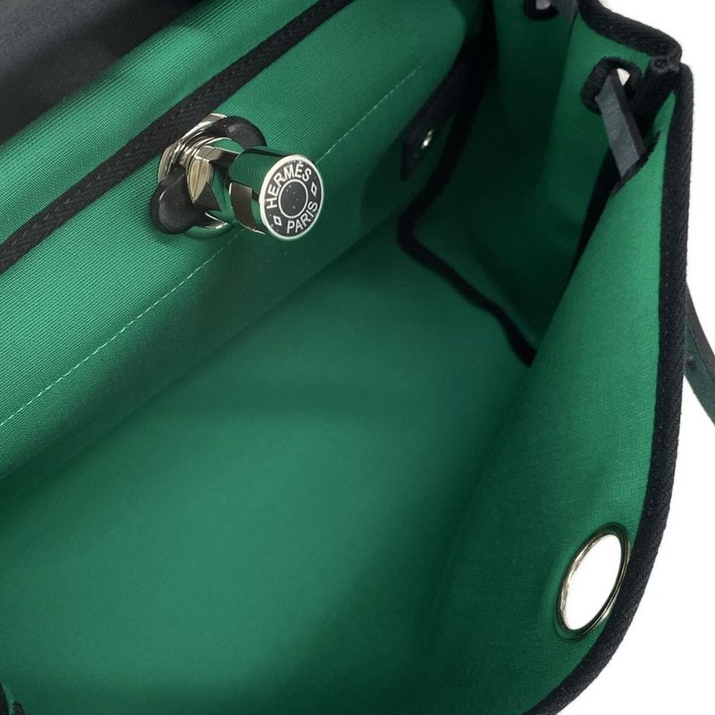 Hermes Handbag Herbag Zip PM Mint X Blue Indigo Black Lacquer/silver Hardware