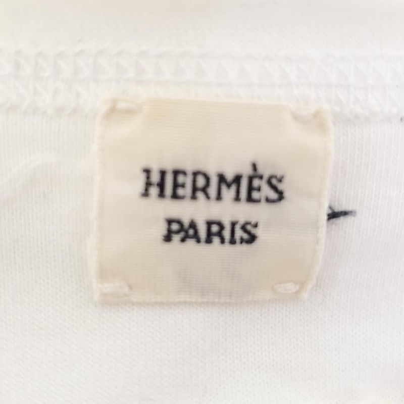 Hermes Short Sleeve T-shirt Size 38 M Womens - White Crew Neck/embroidery