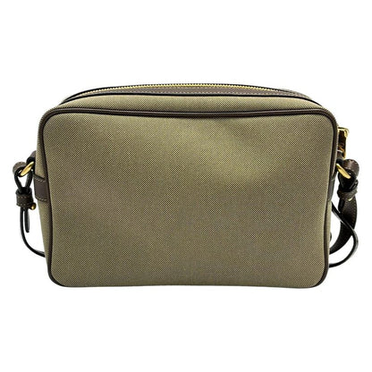 Prada Shoulder Bag Logo Jacquard Beige And Dark Brown Ribbon Leather