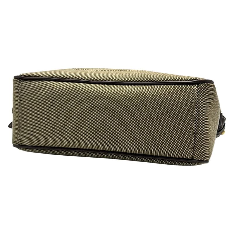 Prada Shoulder Bag Logo Jacquard Beige And Dark Brown Ribbon Leather