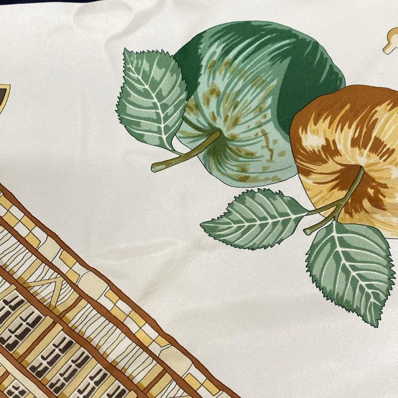 Hermes Scarf Carré 90 Black×beige×multi Charmes DES Plages Normandes