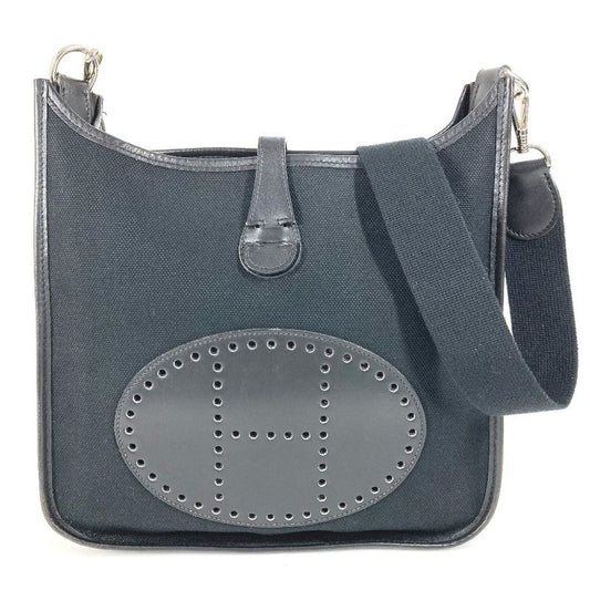 Hermes Shoulder Bag Evelyn 1 PM Evelyn PM Leather / Canvas Black