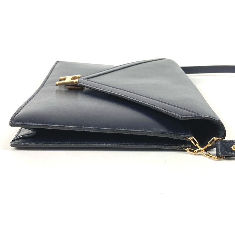 Hermes Shoulder Bag Liddy Box Calf Navy