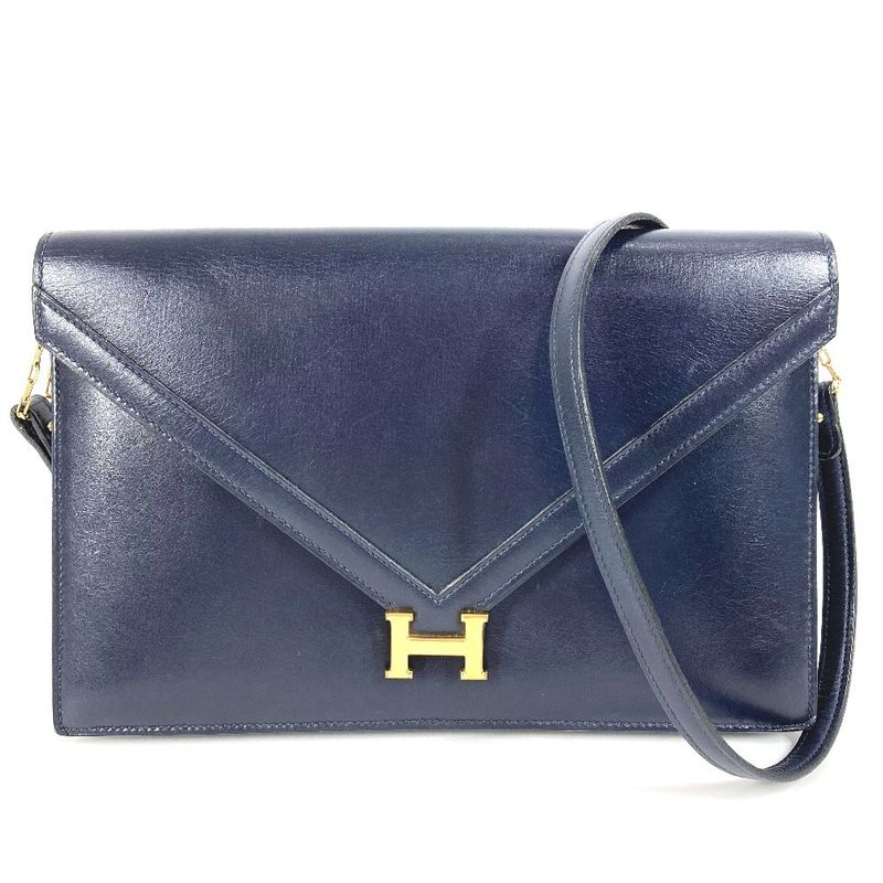 Hermes Shoulder Bag Liddy Box Calf Navy