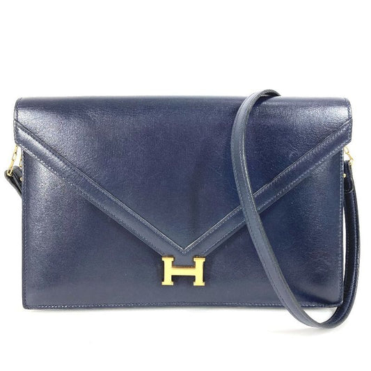 Hermes Shoulder Bag Liddy Box Calf Navy