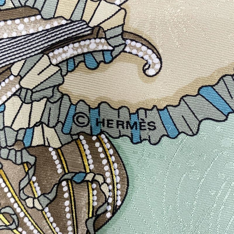 Hermes Scarf Carré 90 Beige×light Green×multi LES Fetes DU ROI Solei (celebratio