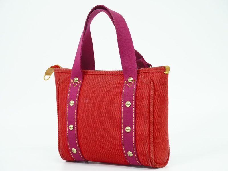 Authentic Louis Vuitton LV Antigua Cabas PM Canvas Tote Handbag Rouge Red