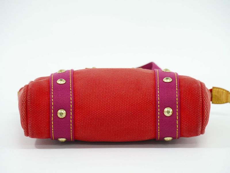 Authentic Louis Vuitton LV Antigua Cabas PM Canvas Tote Handbag Rouge Red