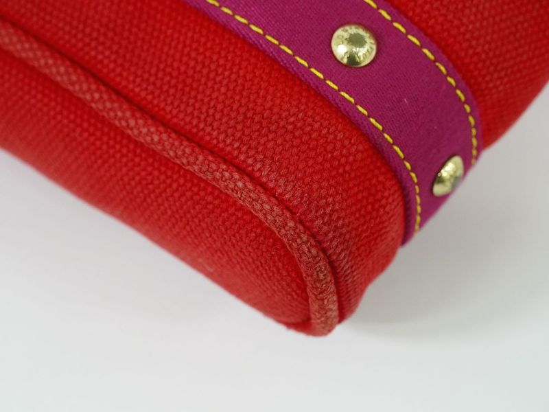Authentic Louis Vuitton LV Antigua Cabas PM Canvas Tote Handbag Rouge Red