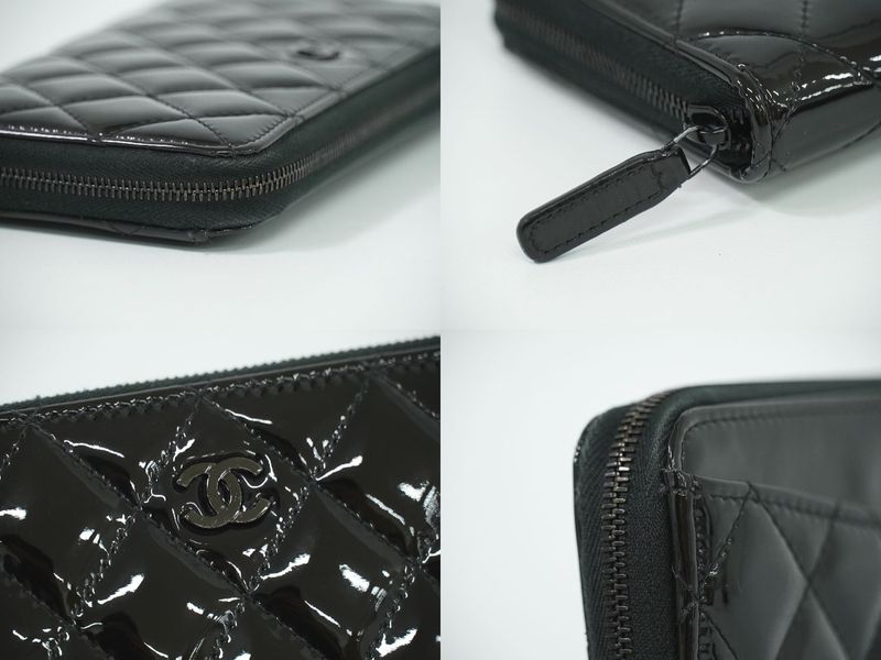 Authentic Chanel Coco Mark Matelasse Round Zipper Long Wallet Long Wallet